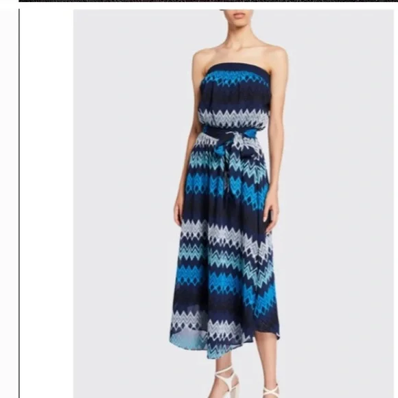 Ramy Brook Sylvia Strapless Chevron Printed Maxi Dress NWT Size Medium - Picture 1 of 6